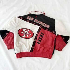 90s 49ers サンフランシスコ フォーティーナイナーズ NFL ナイロンシェル ジャケット PRO PLAYER L ビッグサイズ （ ビンテージ スタジャン