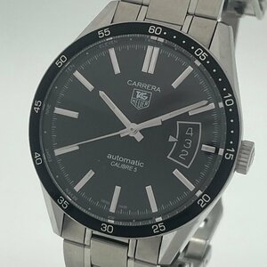 ω美品【TAGHEUER タグホイヤー カレラ キャリバー5 WV211M.BA0787 メンズウォッチ 自動巻き オートマ AT ブラック文字盤 腕時計】TK1504