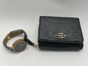 ∞【コーチ COACH 三つ折り財布 7300 シグネチャー レザー ブラック アニエスベー agnes b クオーツ VD75-KGZ0 ネイビー 時計】HM471