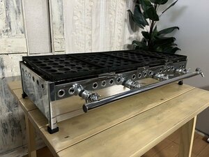 §綺麗 イベント時のみ使用【23年購入 IKK 業務用 たこ焼き器 24穴×4連 鉄鋳物 244SH LPガス仕様 ジャンボサイズ 厨房用品】N09109