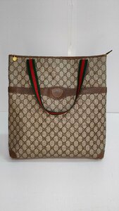 Σ希少品【GUCCI オールド グッチ グッチ ヴィンテージ シェリー ライン GG モノグラム レザー 本革 ハンド バッグ トートバッグ】OK16589