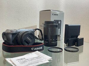 ★綺麗！【Canon キャノン EOS M6 Mark II 望遠ズームレンズ EF-M 55-200㎜ 1:4.5-6.3 標準 15-45㎜ 1:3.5-6.3 バッテリーパック】NA00537