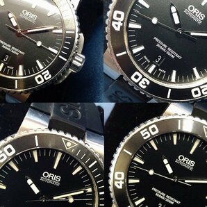 ＄【 ORIS Aquis オリス アクイス デイト ダイバー 01 733 7653 4154-07 4 26 34EB 自動巻き ギャランティカード付 時計 】KH10991の画像8