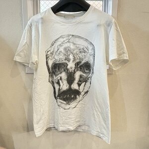 Ω綺麗！【アレクサンダーマックイーン alexander mcqueen スカル柄 Tシャツ 半袖Tシャツ ホワイト イタリア製 ドクロ柄 】NA00405