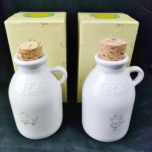 2点 フェリシモ 陶器 ミルクボトル/猫 ミルクキャット コルク レトロ ハイセンス 食器 空き容器 ボトル ピッチャー
