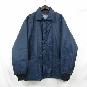 70s サイズ XL Fleet wood Sportswear フルジップ キルティング ジャケット ブルゾン ネイビー 古着 ビンテージ 3JA0909