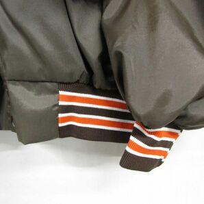 USA製 ビックサイズ XL スタジアム ジャンパー ナイロン ジャケット スタジャン 刺繍 ロゴ ブラウン 古着 ビンテージ 3JA1110の画像6