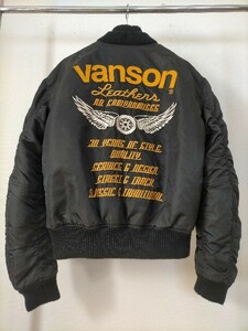 状態良好 VANSON バンソン MA-1タイプ ナイロン バイクウエア Lサイズ VS15111W ★フライトジャケットバイカー