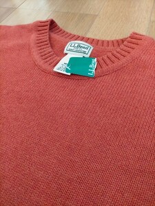 新品 デッドストック 00s メキシコ製 L.L.Bean 無地 コットン セーター ニット size-L オレンジ ★アウトドア古着