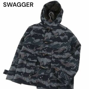 SWAGGER スワッガー 迷彩 カモフラ総柄★ 秋冬 メルトン ウール ダッフル コート Sz.L　メンズ 日本製　I3T02648_C#N