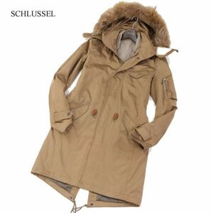 SCHLUSSEL シュリセル 秋冬 中綿ライナー★ リアルファー ミリタリー モッズコート Sz.3　メンズ　I3T02622_C#N