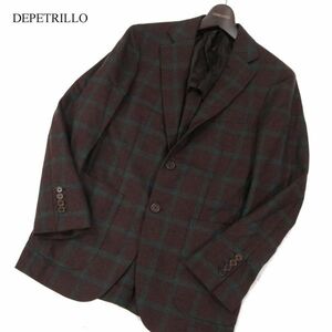 イタリア製★ DE PETRILLO デペトリロ 秋冬 チェック柄★ ウール ツイード アンコン テーラード ジャケット Sz.44　メンズ　I3T02613_C#N