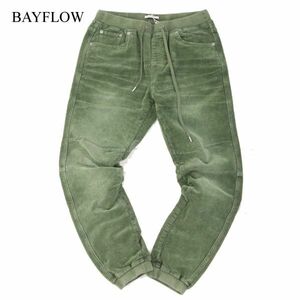 【新品 未使用】 BAYFLOW ベイフロー 秋冬 硫化染め USED加工★ コーデュロイ イージー ジョガー パンツ Sz.2/S　メンズ　I3B00930_C#Q