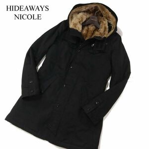 HIDEAWAYS NICOLE ハイダウェイ ニコル 秋冬 裏ボア★ ツイル モッズコート Sz.48　メンズ 黒　I3T02704_C#N