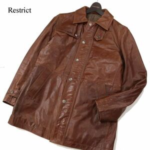 Restrict by abx エービーエックス 秋冬 羊革★ リアル ラム レザー ジャケット Sz.M　メンズ ブラウン　I3T02677_C#N