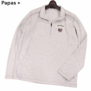 美品★ Papas + パパス プラス 秋冬 ウール混★ ハーフジップ ワッフル サーマル カットソー ロンTシャツ Sz.M　メンズ　I4T00049_1#E