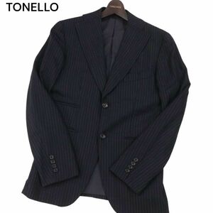 イタリア製★ TONELLO トネッロ 秋冬 総裏★ ストライプ テーラード ジャケット Sz.46　メンズ ネイビー　I4T00012_1#N