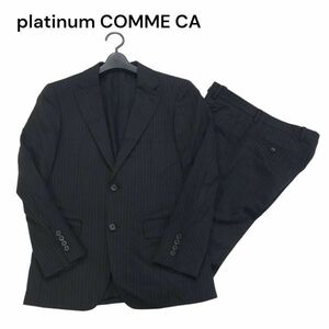 platinum COMME CA プラチナコムサ 通年 総裏★ ストライプ セットアップ スーツ Sz.44　メンズ ビジネス　I4T00124_1#O