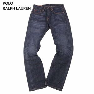 POLO RALPH LAUREN ポロ ラルフローレン 髭落ち USED加工★ スリム ストレート デニム パンツ ジーンズ Sz.30　メンズ　I4B00112_1#R