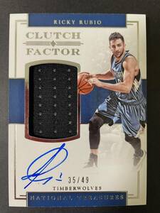 49枚限定　2016-17 Panini National Treasures clutch factor Ricky Rubio 直筆サインカード ジャージ　NBAカード　ルビオ　スペイン代表