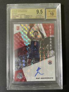 BGS9.5 金ラベル　2019-20 Panini mosaic rui hachimura RC auto 直筆ルーキーサインカード　NBAカード　八村塁　大活躍！レイカーズ