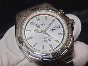 稼働品　ジャンク　外装美品 SEIKO　セイコー　KINETIC　キネティック　WATER RESIST 50M 5M43-0E00　メンズ　腕時計