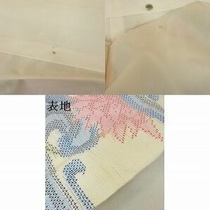 平和屋-こころ店■上質な紬 流水草花文 着丈160cm 裄丈64cm 正絹 逸品 1B-np1294の画像6