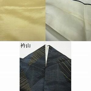 平和屋-こころ店■上質な紬 幾何学文様 着丈157cm 裄丈67cm 正絹 逸品 1B-np1538の画像6