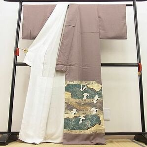 平和屋野田店■豪華色留袖 作家物 刺繍 立波飛鶴文 金彩 逸品 n-ip2283の画像3