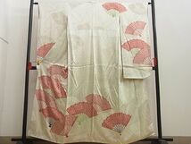 平和屋野田店■豪華振袖　駒刺繍　扇面尽くし　逸品　n-by4150_画像1