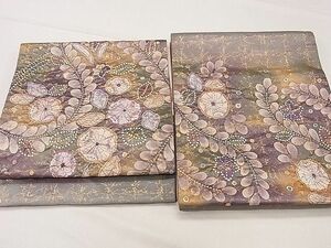 平和屋1■つけ帯　辻が花　手描き　ふくれ織　金糸　逸品　ha7412