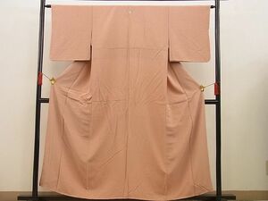 平和屋野田店■上質な色無地　珊瑚色　お召地　逸品　n-xi0691