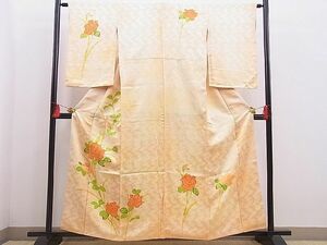 平和屋野田店■訪問着　駒刺繍　薔薇　暈し染め　金彩　逸品　n-qt0720