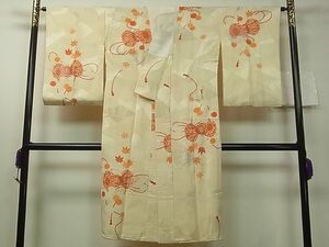 平和屋1■上質な長襦袢　袷　鼓花文　金彩　逸品　vf7079