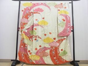 平和屋野田店■豪華振袖　絞り　刺繍　立波松竹梅花文　金銀彩　逸品　n-yc4929