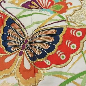 平和屋1■豪華振袖 駒刺繍 雲取り花蝶文 金彩 逸品 ut6289の画像4