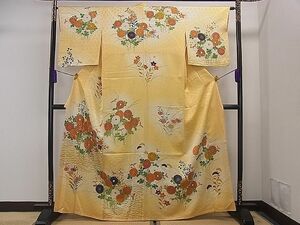 平和屋1■訪問着　駒刺繍　草花文　暈し染め　金彩　逸品　dy7446