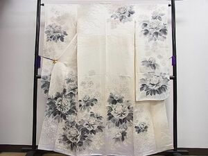 平和屋1■豪華振袖　手描き　牡丹　暈し染め　逸品　ze7501