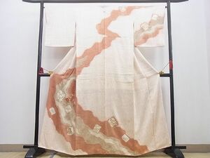 平和屋野田店■訪問着　刺繍　杢目絞り　道長椿文　金彩　ますいわ屋扱い　逸品　n-yc4904