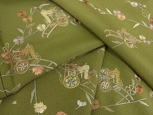 平和屋2■訪問着　総刺繍　御所車花文　金糸　やまと誂製　逸品　未使用　1ps2103