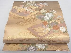 平和屋野田店■六通柄袋帯　唐織　花筏　逸品　n-qw0545