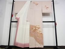 平和屋-こころ店■訪問着　駒刺繍　松文　暈し染め　金彩　着丈155cm　裄丈66cm　正絹　逸品　B-oa8077_画像2