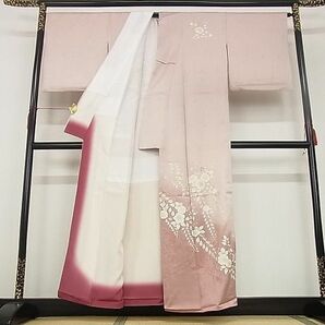 平和屋-こころ店■訪問着 草花文 暈し染め 金彩 着丈155.5cm 裄丈67.5cm 正絹 逸品 A-ja5168の画像2