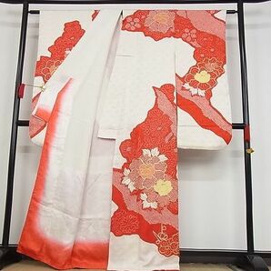 平和屋-こころ店■豪華振袖 駒刺繍 絞り 草花文 牡丹 梅 着丈162.5cm 裄丈63.5cm 正絹 逸品 B-sa4759の画像2