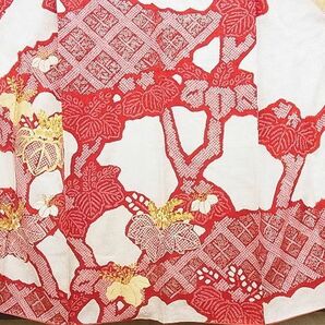 平和屋-こころ店■豪華振袖 駒刺繍 絞り 桐花文 金彩 着丈155.5cm 裄丈61cm 正絹 逸品 B-sa4755の画像3