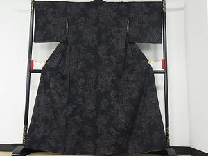 平和屋-こころ店■結城紬　100亀甲　草花文　着丈157cm　裄丈68cm　正絹　逸品　A-cs6818