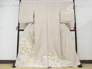 平和屋-こころ店■訪問着　駒刺繍　流水文　金彩　上代35万　丹後ちりめん　仮絵羽　正絹　逸品　未使用　1B-wt1230