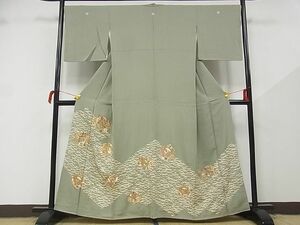 平和屋-こころ店■豪華色留袖　駒刺繍　雪芝束ね花丸文　金彩　着丈160cm　裄丈68cm　正絹　逸品　1B-wt1193