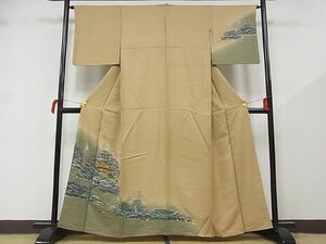 平和屋-こころ店■訪問着　手描き　風景文　暈し染　着丈159cm　裄丈64cm　正絹　逸品　1B-wt1159