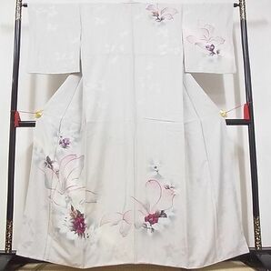 平和屋-こころ店■訪問着 手描き 草花文 暈し染め 着丈160cm 裄丈64cm 正絹 逸品 A-ta7587の画像1